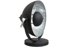 Invicta Interior Tischleuchte Ø30cm rund Retro Schwarz Silber< Nachttischlampen|Metall Lampen