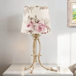 Stofflampen|Shabby Chic Lampen*Jupiter Tischleuchte CRINE Shabby Chic 42cm Blumen