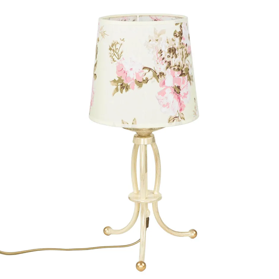Stofflampen|Shabby Chic Lampen*Jupiter Tischleuchte CRINE Shabby Chic 42cm Blumen