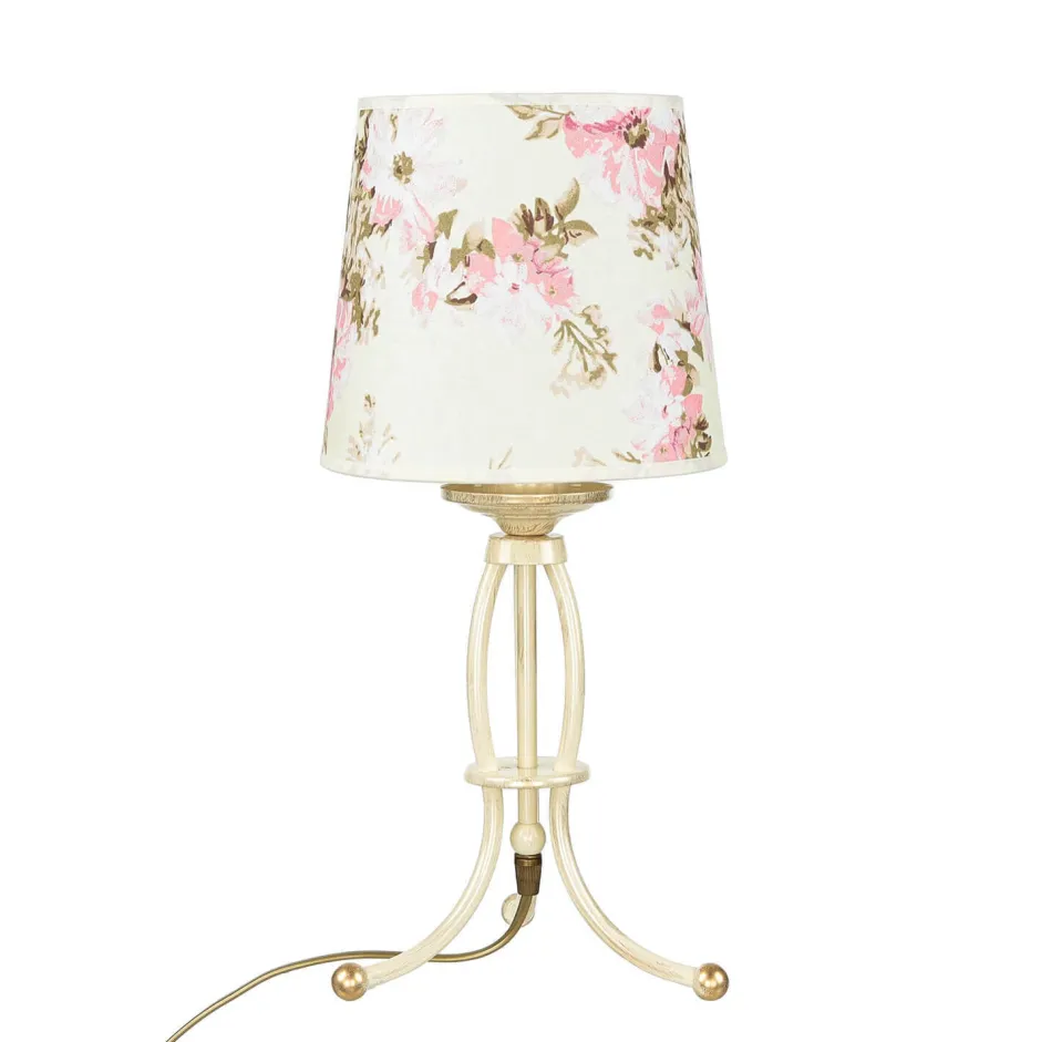 Stofflampen|Shabby Chic Lampen*Jupiter Tischleuchte CRINE Shabby Chic 42cm Blumen