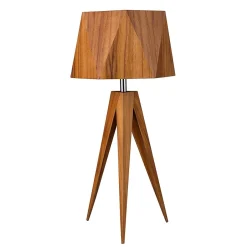 Elstead Tischleuchte Dreibein aus Teak Holz Furnier 62 cm hoch E27< Wohnzimmerlampen|Schlafzimmer Lampen