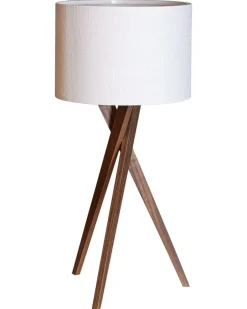 Wohnzimmerlampen|Schlafzimmer Lampen*By Rydéns Tischleuchte Dreibein Stoff Holz 55 cm E27 Walnuss Weiß