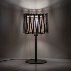 Schlafzimmer Lampen|Metall Lampen*TK Lighting Tischleuchte E27 37 cm hoch Ø 20 cm rund Schwarz Braun