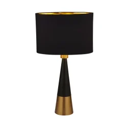Searchlight Tischleuchte E27 58,5 cm hoch in Schwarz Gold Kupfer< Stofflampen|Schlafzimmer Lampen