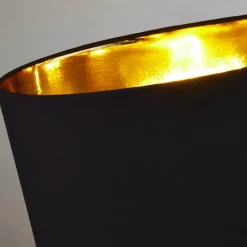 Searchlight Tischleuchte E27 58,5 cm hoch in Schwarz Gold Kupfer< Stofflampen|Schlafzimmer Lampen