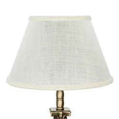 Giovanni Battista Tischleuchte echtes Messing Stoff Abat< Messinglampen|Stofflampen