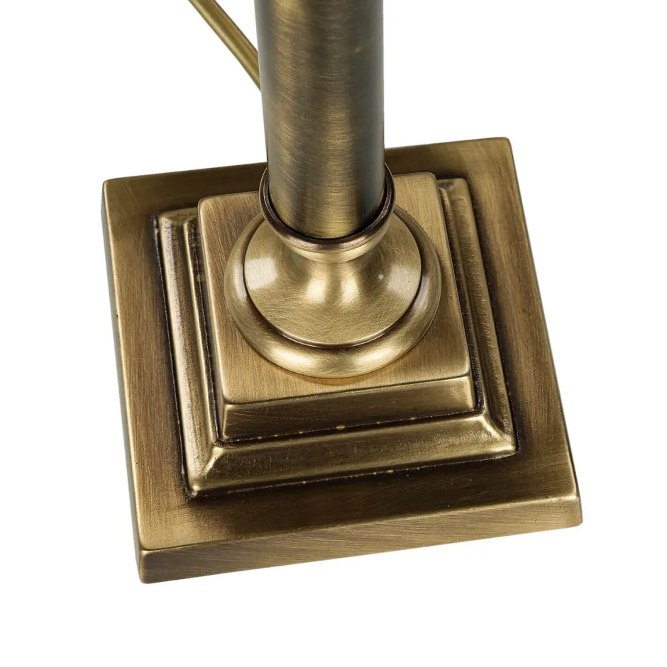 Giovanni Battista Tischleuchte echtes Messing Stoff Abat< Messinglampen|Stofflampen