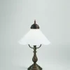 Berliner Messingleuchten Tischleuchte Floral Echt-Messing Antik Glas E27 39 cm< Wohnzimmerlampen|Metall Lampen