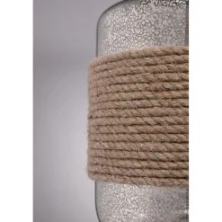 Elstead Tischleuchte Glas Leinen Klassisch 83cm in Silber Beige< Tischlampen|Schlafzimmer Lampen