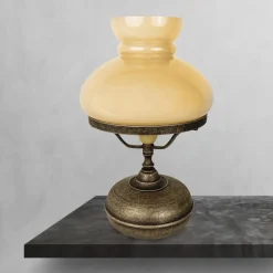 Giovanni Battista Tischleuchte Glas Messing H: 36,5 cm E27 in Bronze Antik Creme< Tischlampen|Jugendstil Lampen