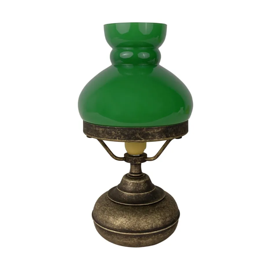 Giovanni Battista Tischleuchte Glas Messing 24,5 cm in Bronze Antik Grün< Glaslampen|Messinglampen