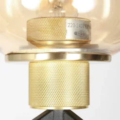 Tischlampen|Schlafzimmer Lampen*Steinhauer Tischleuchte Glas Metall in Schwarz Messing E27 23 cm