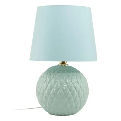 Tischlampen|Schlafzimmer Lampen*TK Lighting Tischleuchte Glas Stoff 60 cm hoch Mint Grün E27 DOLORES