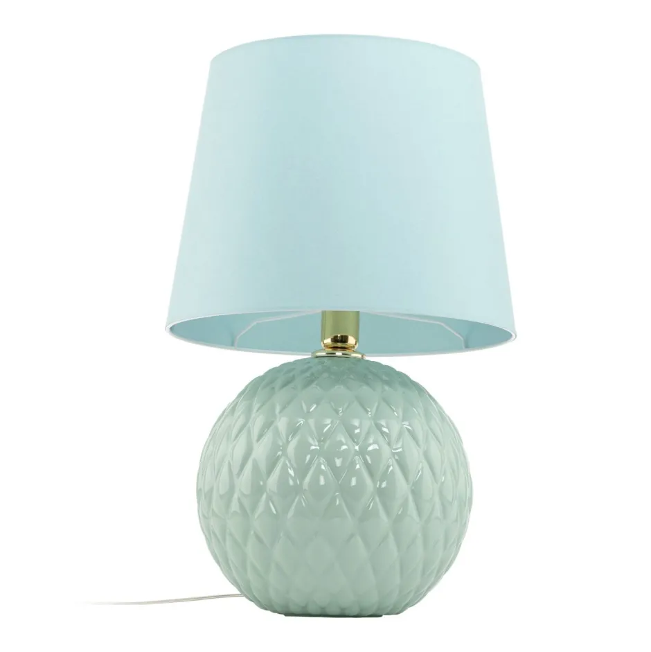 Tischlampen|Schlafzimmer Lampen*TK Lighting Tischleuchte Glas Stoff 60 cm hoch Mint Grün E27 DOLORES