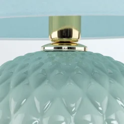 Tischlampen|Schlafzimmer Lampen*TK Lighting Tischleuchte Glas Stoff 60 cm hoch Mint Grün E27 DOLORES