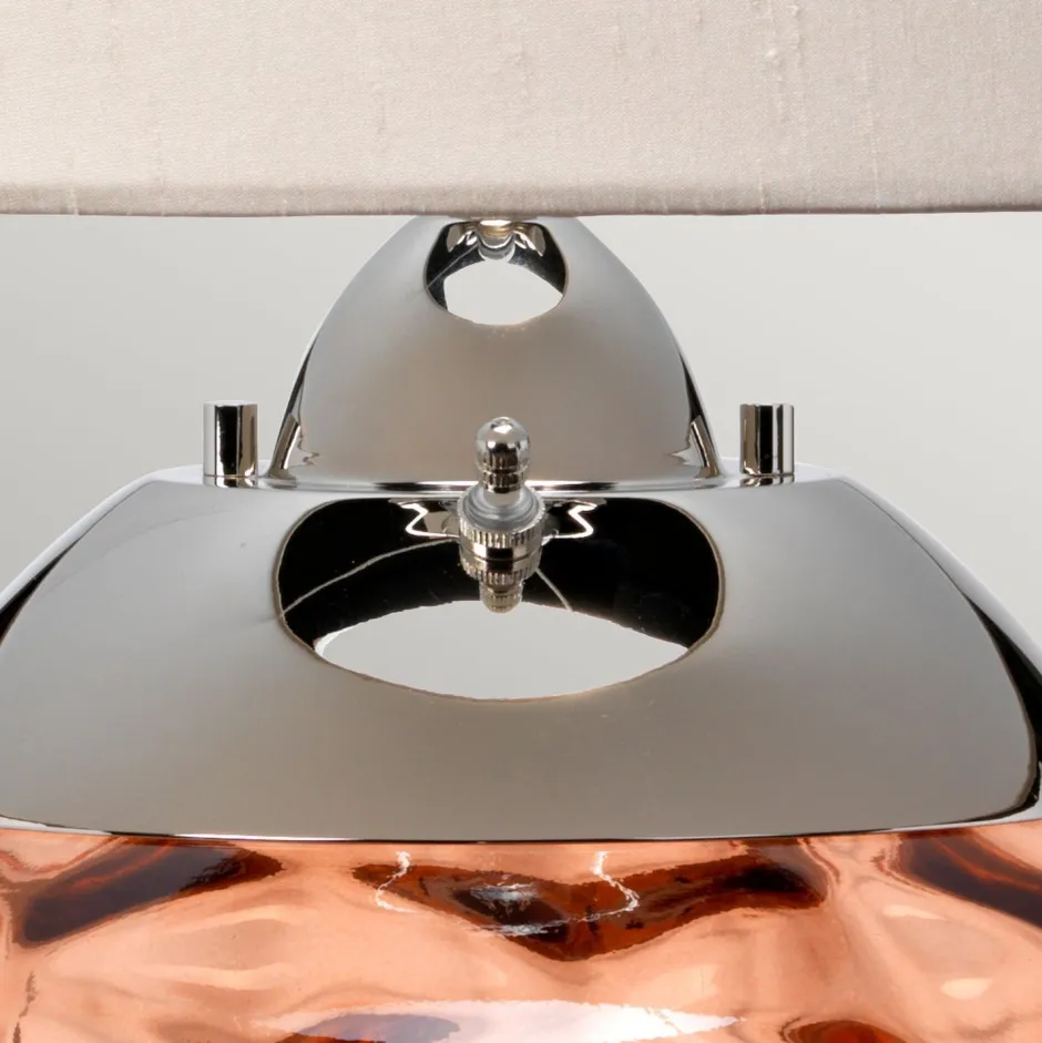 Elstead Tischleuchte Glas Stoff beleuchteter Fuß LED GU10 71,5 cm E27< Wohnzimmerlampen|Glaslampen