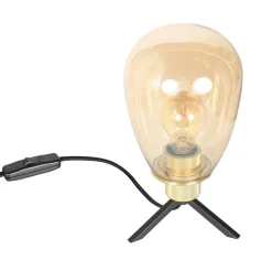 Steinhauer Tischleuchte Glasschirm in Messing E27 28 cm stilvoll< Tischlampen|Schlafzimmer Lampen