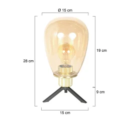 Steinhauer Tischleuchte Glasschirm in Messing E27 28 cm stilvoll< Tischlampen|Schlafzimmer Lampen