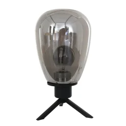 Steinhauer Tischleuchte Glasschirm in Rauchgrau E27 28 cm stilvoll< Glaslampen|Metall Lampen