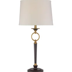 Elstead Tischleuchte groß 84 cm hoch Vintage in Creme Bronze< Stofflampen|Vintage Lampen