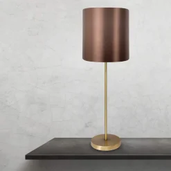 Giovanni Battista Tischleuchte groß 68,5 cm hoch Messing Stoff E27 NICOLE< Tischlampen|Schlafzimmer Lampen