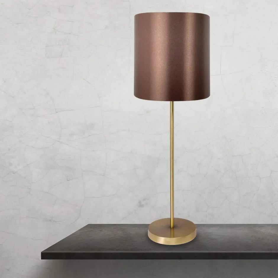 Giovanni Battista Tischleuchte groß 68,5 cm hoch Messing Stoff E27 NICOLE< Tischlampen|Schlafzimmer Lampen