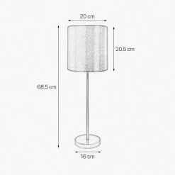 Giovanni Battista Tischleuchte groß 68,5 cm hoch Messing Stoff E27 NICOLE< Tischlampen|Schlafzimmer Lampen