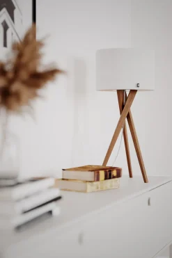 By Rydéns Tischleuchte Holz Stoff 55 cm Dreibein Eiche Weiß E27< Wohnzimmerlampen|Schlafzimmer Lampen