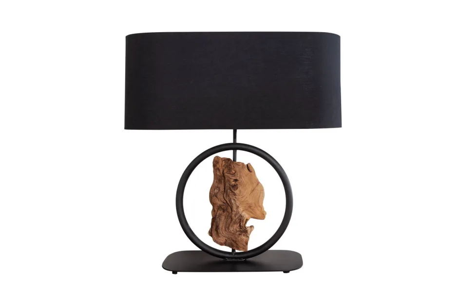 Stofflampen|Holzlampen*Invicta Interior Tischleuchte Holz Stoff blendarm 58 cm E27 in Schwarz