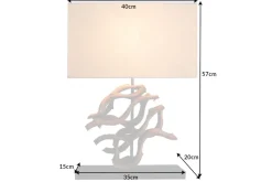 Tischlampen|Schlafzimmer Lampen*Invicta Interior Tischleuchte Holz Stoff Kautschuk 57 cm E27 blendarm