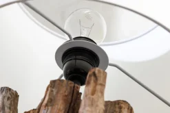 Invicta Interior Tischleuchte Holz Stoff Weiß 58 cm groß E27 blendarm< Schlafzimmer Lampen|Holzlampen