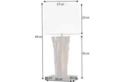 Invicta Interior Tischleuchte Holz Stoff Weiß 58 cm groß E27 blendarm< Schlafzimmer Lampen|Holzlampen