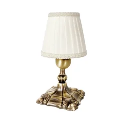 Tischlampen|Schlafzimmer Lampen*Giovanni Battista Tischleuchte in Bronze hell Weiß E14 20,5 cm Messing Stoff