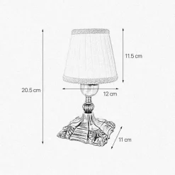 Tischlampen|Schlafzimmer Lampen*Giovanni Battista Tischleuchte in Bronze hell Weiß E14 20,5 cm Messing Stoff