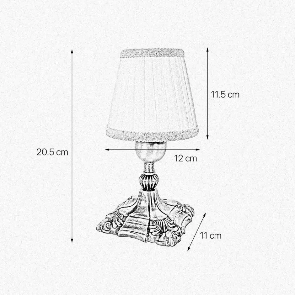 Tischlampen|Schlafzimmer Lampen*Giovanni Battista Tischleuchte in Bronze hell Weiß E14 20,5 cm Messing Stoff