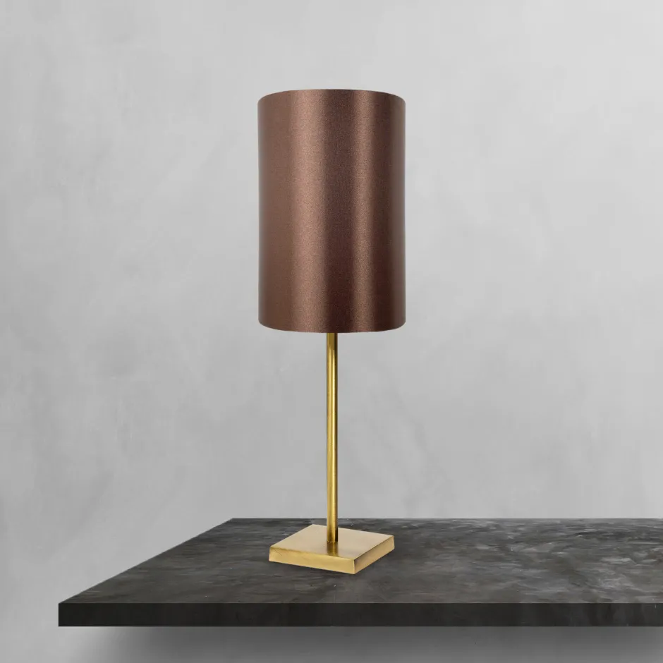 Tischlampen|Schlafzimmer Lampen*Giovanni Battista Tischleuchte in Bronze hell Braun E27 48,5 cm Messing Stoff