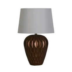Wohnzimmerlampen|Stofflampen*Searchlight Tischleuchte in Bronze Stoff Harz E27 57,9 cm blendarm