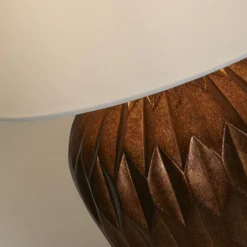 Wohnzimmerlampen|Stofflampen*Searchlight Tischleuchte in Bronze Stoff Harz E27 57,9 cm blendarm