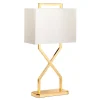 Tischlampen|Designerlampen*Elstead Tischleuchte in Gold Elfenbein E27 68 cm Stoff Metall
