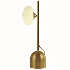 Searchlight Tischleuchte in Gold Weiß G9 50 cm Glas Metall WATSON< Wohnzimmerlampen|Glaslampen