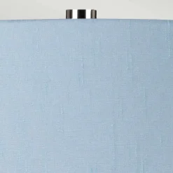 Wohnzimmerlampen|Stofflampen*Elstead Tischleuchte Keramik Stoff E27 64 cm hoch Weiß Blau