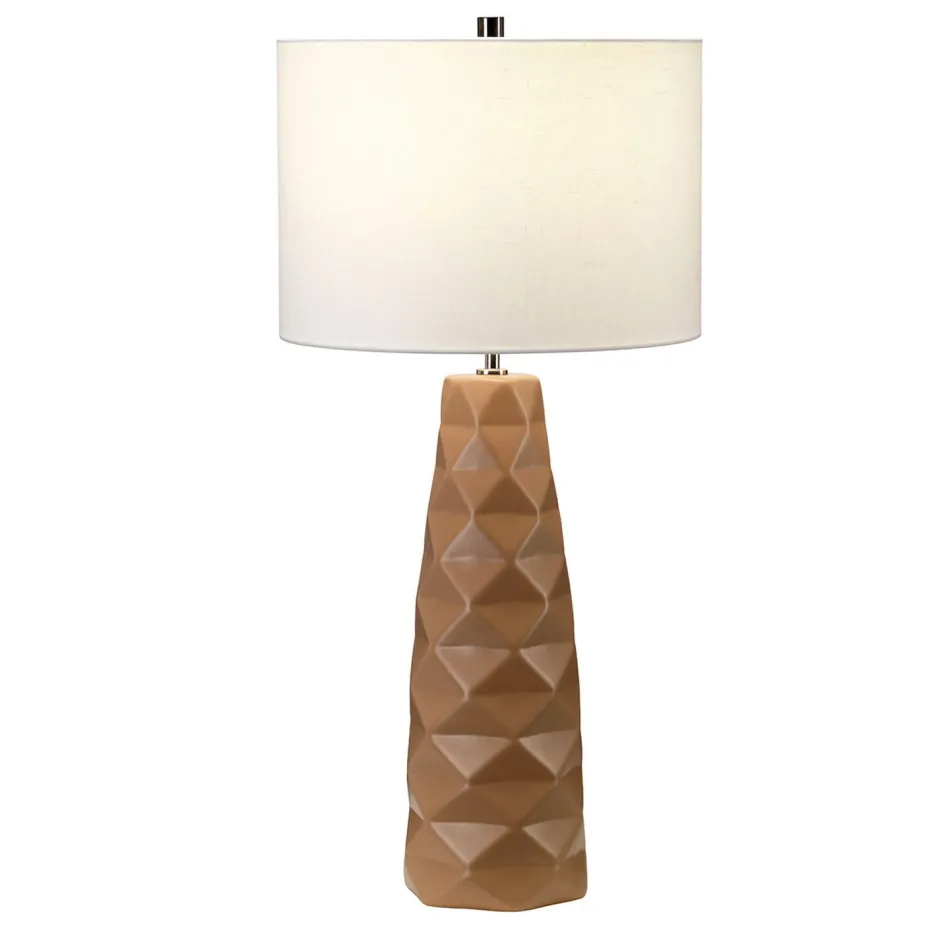 Tischlampen|Keramiklampen*Elstead Tischleuchte Keramik Stoff 75 cm hoch in Beige Creme
