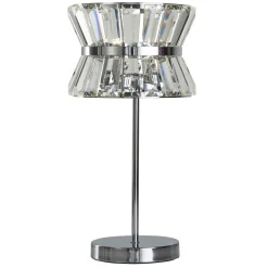 Schlafzimmer Lampen|Kristalllampen*Searchlight Tischleuchte Kristall Chrom Klar 42,5 cm Jugendstil 2x G9