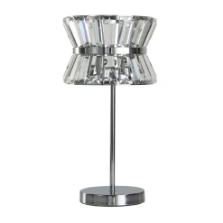 Schlafzimmer Lampen|Kristalllampen*Searchlight Tischleuchte Kristall Chrom Klar 42,5 cm Jugendstil 2x G9