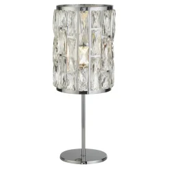 Glaslampen|Jugendstil Lampen*Searchlight Tischleuchte Kristall Metall 47 cm D: 19,5 cm Chrom Klar