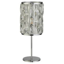 Glaslampen|Jugendstil Lampen*Searchlight Tischleuchte Kristall Metall 47 cm D: 19,5 cm Chrom Klar