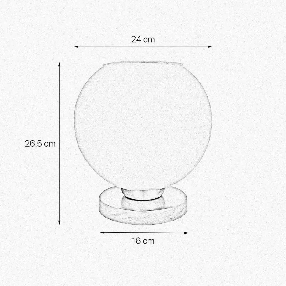 Tischlampen|Jugendstil Lampen*Giovanni Battista Tischleuchte Kugel E27 H: 26,5 cm Glas Messing in Weiß Bronze