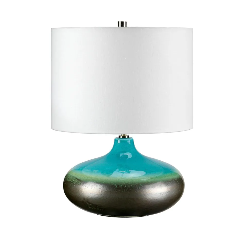 Elstead Tischleuchte LARA Türkis Porzellan H:48cm Lampe< Schlafzimmer Lampen|Glaslampen