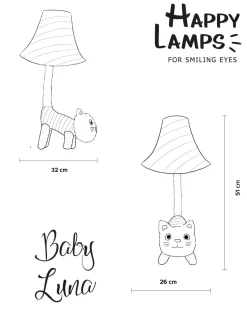 Happy Lamps Tischleuchte LED Katze 51 cm Schwarz Weiß flauschig<Kinder Wohnzimmerlampen|Kinderzimmerlampen