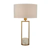 Searchlight Tischleuchte Marmor Sockel H: 62 cm groß in Gold Weiß E27< Stofflampen|Schlafzimmer Lampen